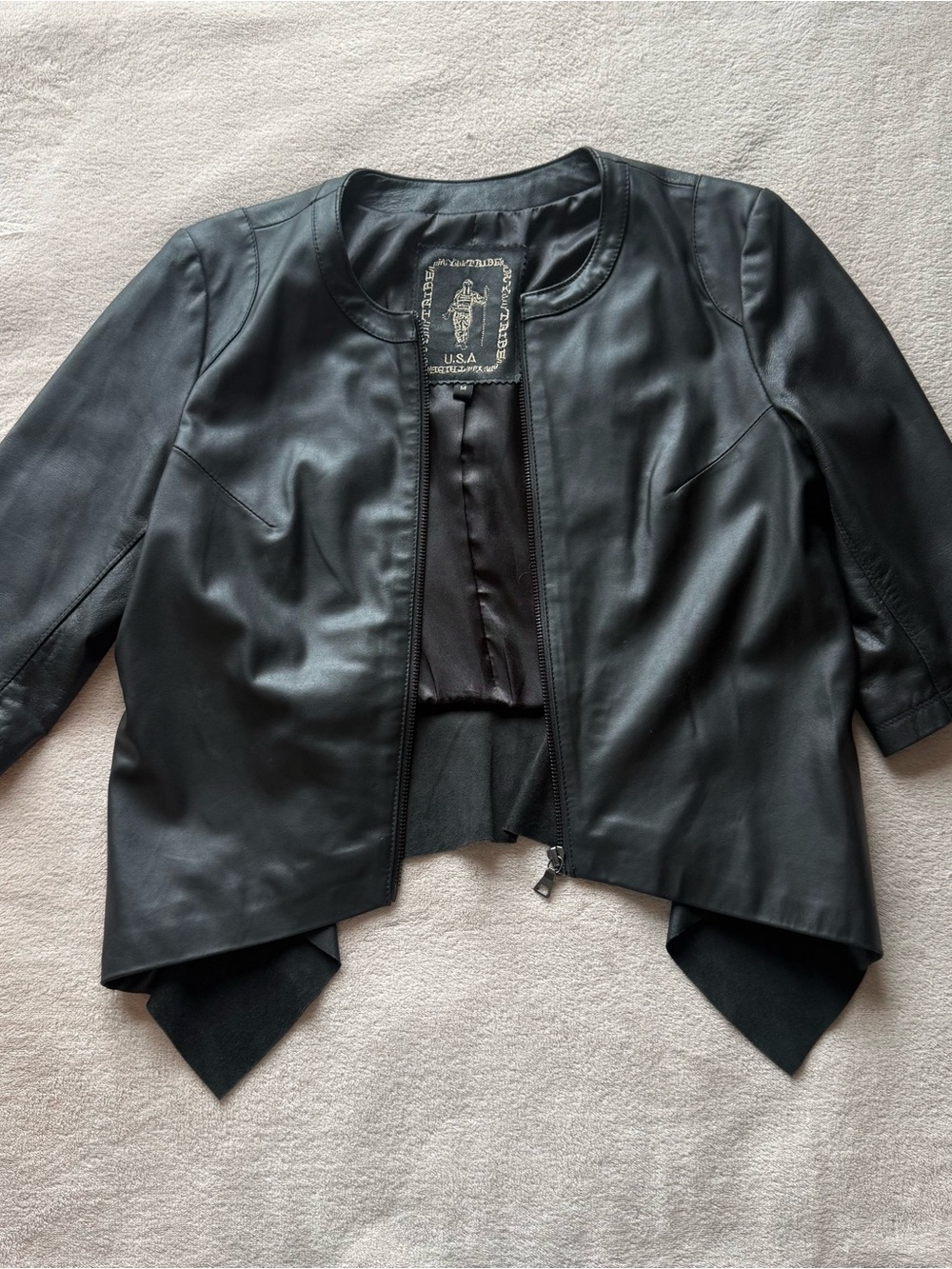 Twin Trader USA Genuine Leather Asymmetrical Jacket Black M